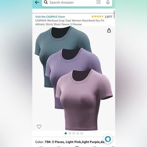 SET OF 3 workout crop top tees